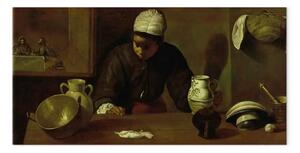 Riproduzione quadro Diego Velázquez - Cameriera di cucina con la cena in Emmaus
