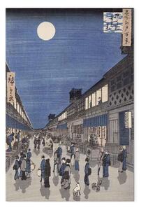 Riproduzione quadro Utagawa Hiroshige - Vista notturna di Saruwaka Street, da 'Meisho Edo Hyakkei' (Cento vedute di Edo)