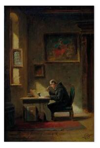 Riproduzione quadro Carl Spitzweg - Monaco studioso alla scrivania
