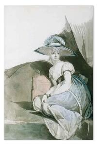 Quadro famoso Johann Heinrich Füssli - La signora Fuseli con un cappello a tesa largo, accovacciata in un angolo del divano