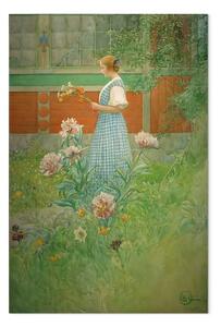 Riproduzione Carl Larsson - Lisbeth con peonie