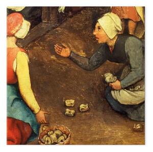 Riproduzione Pieter Bruegel the Elder - Giochi per bambini (Kinderspiele): dettaglio di un gioco di lancio delle nocche