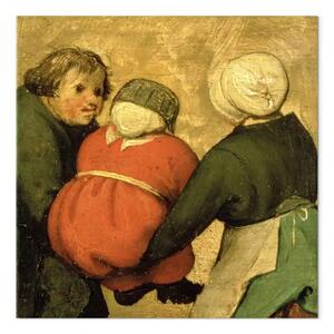 Quadro famoso Pieter Bruegel the Elder - Giochi per bambini (Kinderspiele): dettaglio di un bambino portato da altri due