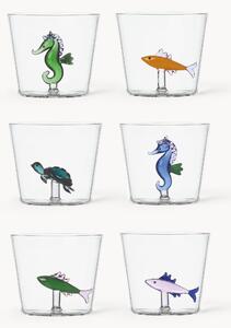 Set 6 bicchieri acqua in vetro borosilicato fatti a mano Marine Garden