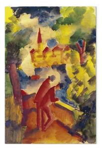 Riproduzione August Macke - Uomini sulla strada in riva al lago