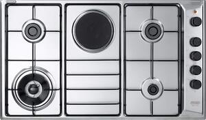 De Longhi Piano Cottura 5 Fuochi a Gas + Elettrico (4+1) da Incasso Larghezza 86 cm colore Inox - FLA 49 RD