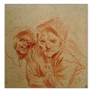 Quadro famoso Antoine Watteau - Due vecchi che fanno una smorfia