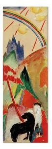 Riproduzione quadro Franz Marc - Cavallo in bianco e nero nel paesaggio montano con arcobaleno