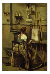 Riproduzione quadro Jean-Baptiste-Camille Corot - Lo Studio di Corot, o Giovane donna seduta davanti a un cavalletto