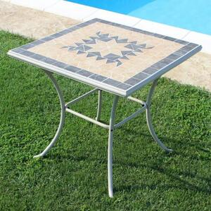 VENTUS - tavolo da giardino quadrato in ferro con piano in mosaico 80x80