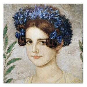 Quadro famoso Franz von Stuck - Figlia dell'artista con fiordalisi tra i capelli
