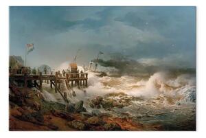 Riproduzione quadro Andreas Achenbach - Partenza di un piroscafo