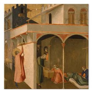 Riproduzione quadro Ambrogio Lorenzetti - San Nicola getta in dote tre povere palle d'oro delle figlie attraverso una finestra