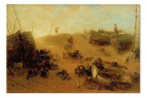 Quadro famoso Andreas Achenbach - Tempesta di sabbia sulla costa