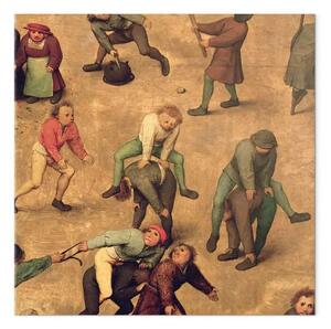 Riproduzione Pieter Bruegel the Elder - Giochi per bambini (Kinderspiele): dettaglio dei bambini che giocano a saltare la rana