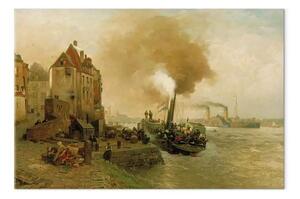 Riproduzione Andreas Achenbach - Il Kohlentor sulle rive del Reno a Düsseldorf