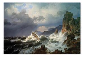 Riproduzione quadro Andreas Achenbach - Una tempesta marina sulla costa norvegese