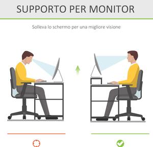 HOMCOM Supporto per Monitor PC da Scrivania con Cassetto e Vano Portaoggetti in Bambù, 49x25.5x11.5cm