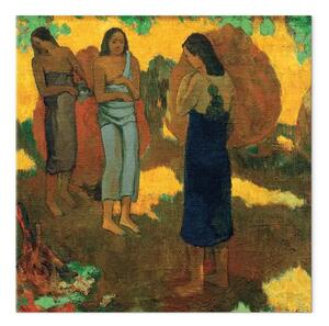 Quadro famoso Paul Gauguin - Tre donne di Tahiti su terra gialla
