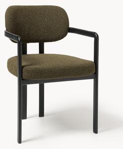 Sedia imbottita in bouclé con braccioli Adrien