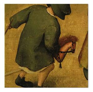 Quadro famoso Pieter Bruegel the Elder - Giochi per bambini, dettaglio della sezione inferiore che mostra un bambino e un cavallo da hobby