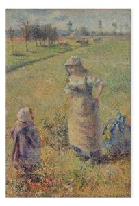 Quadro famoso Camille Pissarro - Moglie del contadino con bambino nel campo, Pontoise