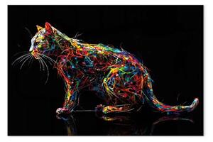 Quadro contemporaneo Animale colorato - composizione con un gatto in attesa di un topo