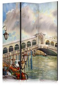 Paravento separè Ponte di Rialto - veduta di Venezia in colori vivaci