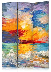 Paravento design Paesaggio colorato - tramonto sul mare in colori vivaci
