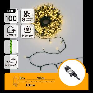 Aigostar - Catena luminosa natalizia per esterni 100 LED/8 funzioni 13 m IP44 bianco caldo