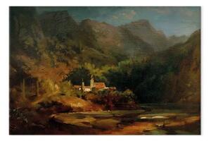 Riproduzione Carl Spitzweg - Villaggio su un lago nella valle di montagna