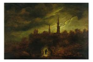 Riproduzione David Teniers the Younger - Paesaggio al chiaro di luna