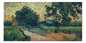 Riproduzione quadro Vincent Van Gogh - Paesaggio con il castello di Auvers al tramonto
