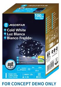 Aigostar - Catena luminosa solare a LED 300 LED/8 funzioni 32 m IP65 bianco freddo 1200 mAh