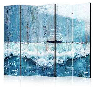 Paravento design Paesaggio II - veliero II sulle onde spumeggianti dell'oceano