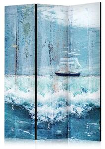 Paravento design Paesaggio - veliero sulle onde spumeggianti dell'oceano