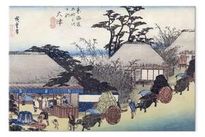 Riproduzione Utagawa Hiroshige - The Teahouse at the Spring, Otsu, from 'Fifty-Three Stages of the Tokaido Road'
