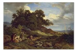 Quadro famoso Adrian Ludwig Richter - Paesaggio con pastori in Boemia