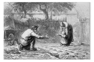 Riproduzione quadro Jean-François Millet - I primi passi (matita su carta)