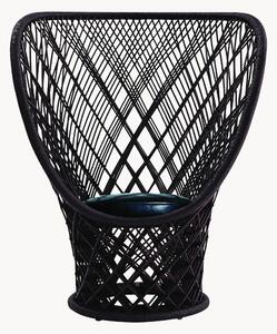 Poltrona in rattan con seduta in pelle Pavo