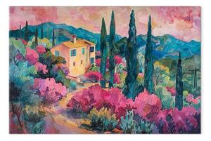 Quadro moderno Paesaggio rosa - composizione con vista sul Mediterraneo