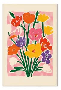 Quadro moderno Bouquet rosa - composizione minimalista ispirata allo stile di Matisse