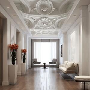 Carta da parati moderna Stucco barocco - ricco ornamento intagliato in stile stucco