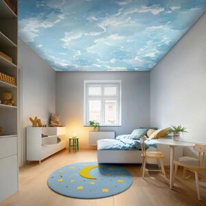 Carta da parati moderna Cielo blu - nuvole luminose in stile fiabesco illustrativo