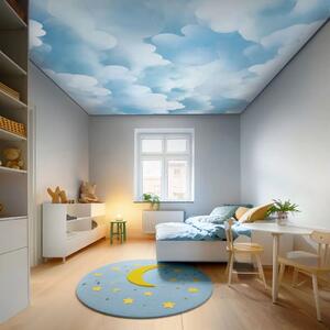 Carta da parati moderna Cielo e nuvole - tema blu per bambini in stile illustrativo
