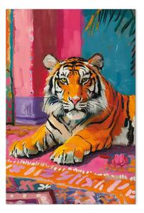 Quadro su tela Tigre - composizione pittorica e colorata con animale selvatico