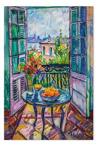 Quadro Vista dal balcone - paesaggio con architetture colorate e pittoriche