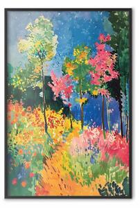 Poster: Foresta colorata - paesaggio pittorico ispirato allo stile di Matisse