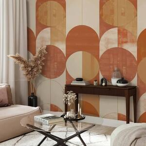 Carta da parati moderna Simmetria geometrica - composizione art déco color terracotta