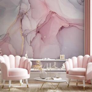 Carta da parati moderna Sogno pastello - accenti rosa e grigi in una composizione delicata